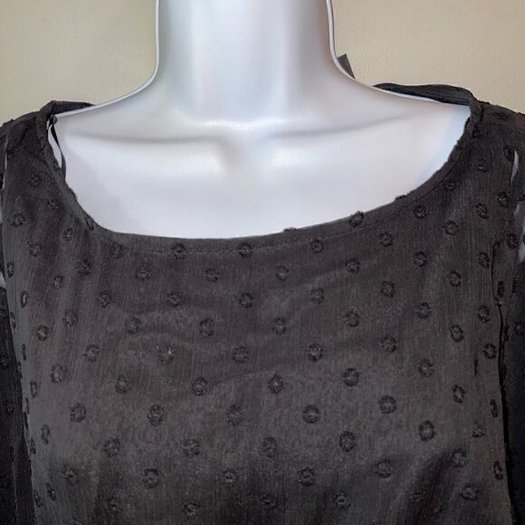 Urban Outfitters Lumiere Black Long Sleeve Swiss Dot
Dolman Dress Size Large - Picture 8 of 8
